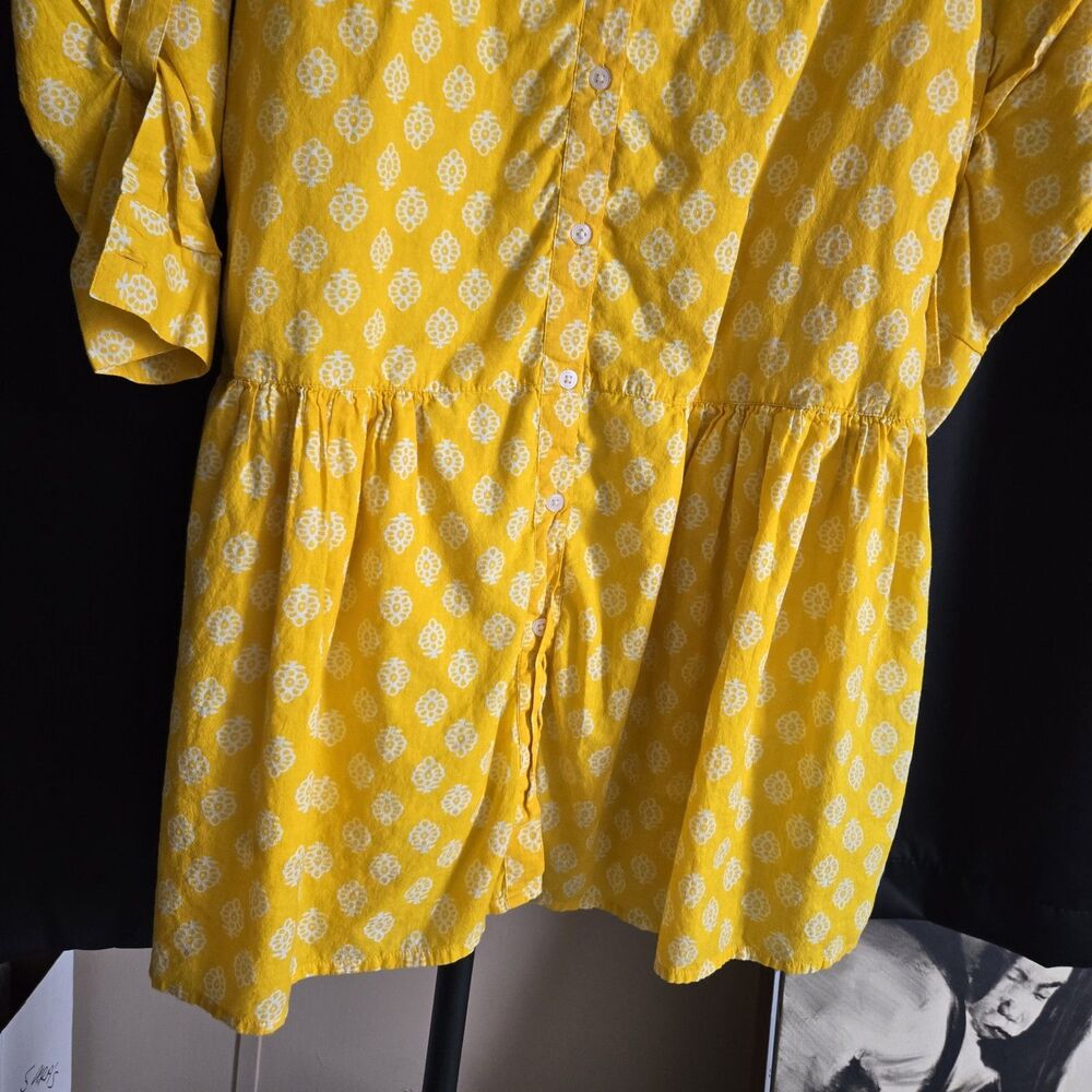 Madison Mathews Midi Boho Dress Cotton Drop Waist W/ Pockets! OS Medium, India - Picture 4 of 8